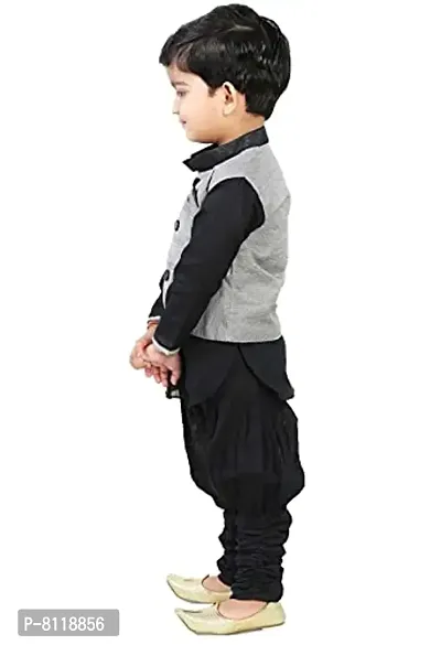 BORNWEAR Boy's Art Silk Kurta Set [Multicolor]-thumb2