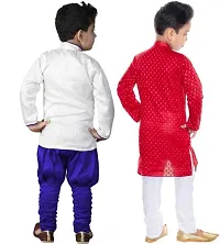 Stylish Art Silk Printed Ethnic Kurta Pajama With Dhoti Set For Boys Pack Of 2-thumb1