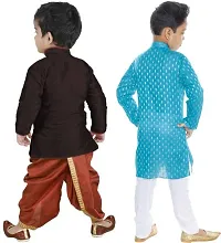 Stylish Art Silk Kurta Pajama Dhoti Ethnic Combo Set For Boys Pack Of 2-thumb2