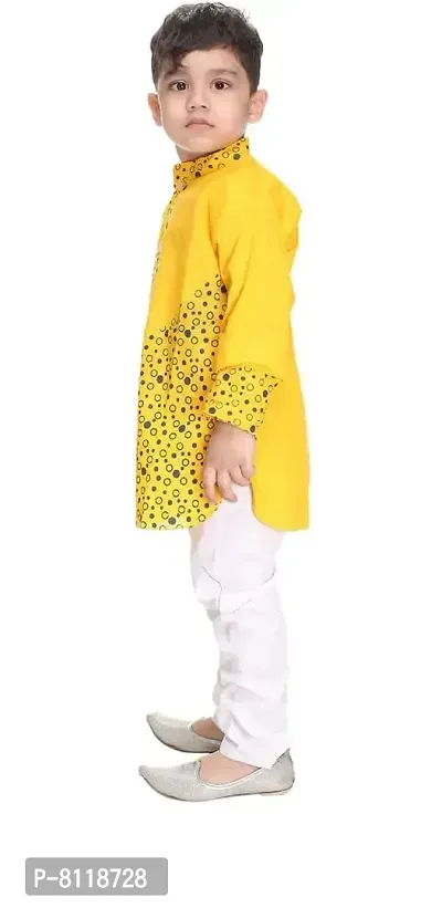 BORNWEAR Boy's Cotton Kurta Set [Yellow]-thumb2