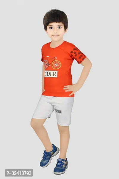 Fabulous Multicoloured Cotton Printed T-Shirt with Short Set For Boys-thumb2