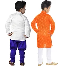 Stylish Art Silk Printed Ethnic Kurta Pajama With Dhoti Set For Boys Pack Of 2-thumb1