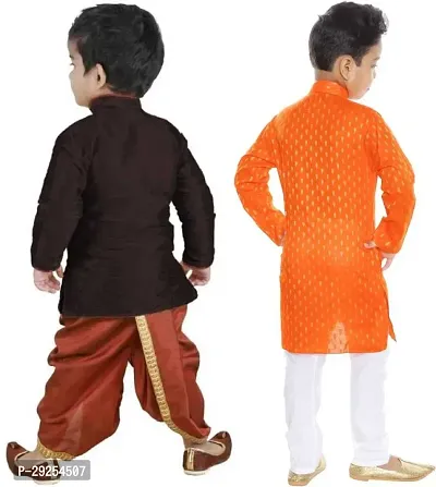 Stylish Art Silk Kurta Pajama Dhoti Ethnic Combo Set For Boys Pack Of 2-thumb3