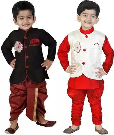 Stylish Art Silk Sherwanis For Boys Pack Of 2