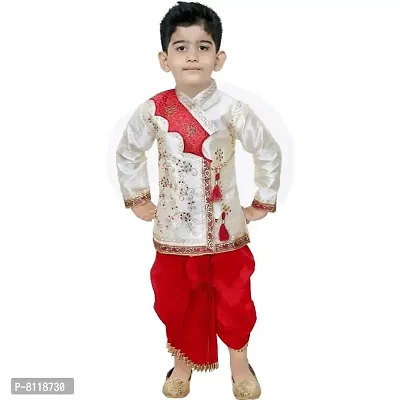 BORNWEAR Boy's Cotton Silk Kurta Set [Multicolor]-thumb0