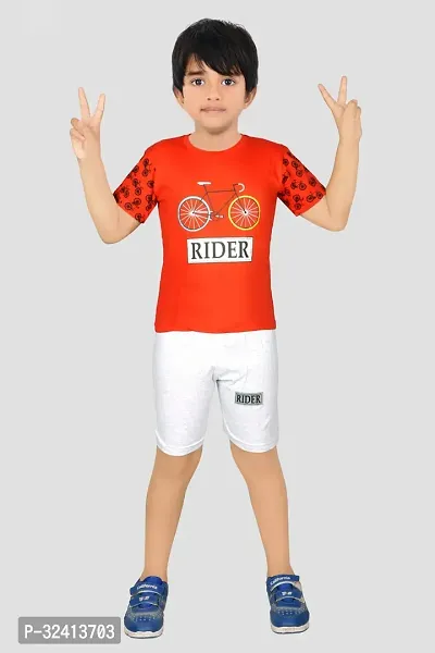 Fabulous Multicoloured Cotton Printed T-Shirt with Short Set For Boys