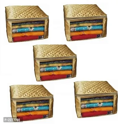 Large Multipurpose Satin Saree Covers pack of 5  (Gold)-thumb0