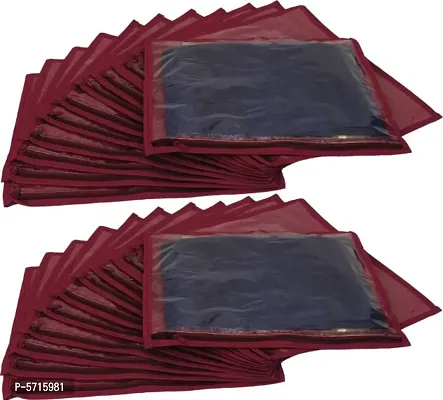 Non-Woven Pack Of 24 Single Saree Cover - Maroon-thumb0