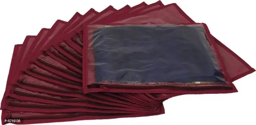 Non-Woven Single Saree Cover - Set of 12 Pcs(pink)-thumb0
