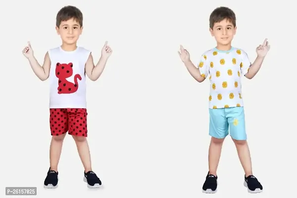 Boys Multicolor Top And Bottom Set (Pack Of 2)-thumb0