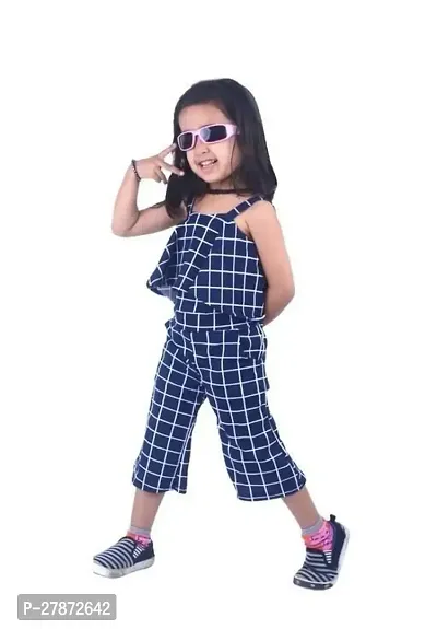 Girls Navy Blue Polyester Jumpsuits Pack Of 1