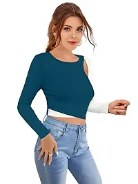 Sondarya Fashion World Women's Stylist Solid Long Sleeve Western Crop Top-thumb2