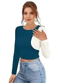 Sondarya Fashion World Women's Stylist Solid Long Sleeve Western Crop Top-thumb3