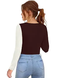 Sondarya Fashion World Women's Stylist Solid Long Sleeve Western Crop Top-thumb1