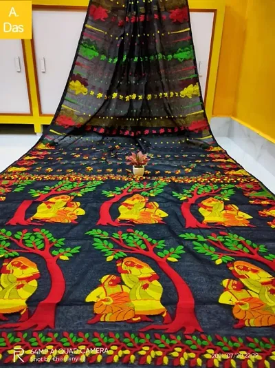 Dhankesari Dhakai Jamdani Cotton Blend Saree