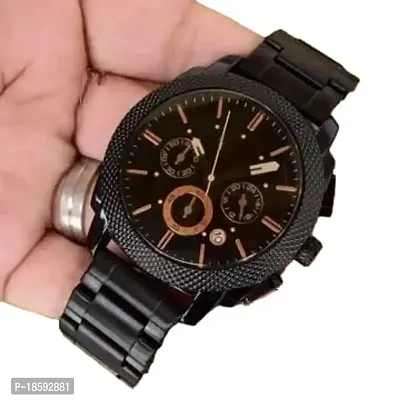 Black Dial & Black Chain Watch For Boys Analog Watch - For Men with Black  King Belt