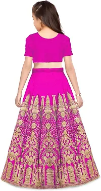 Alluring Pink Taffeta Silk Printed Lehenga Cholis with Dupatta For Girls-thumb1