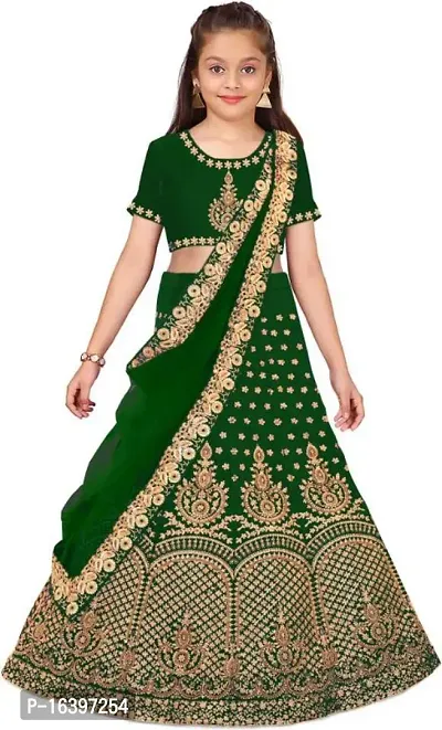 Kids Girls Lehenga Choli Duptta Set-thumb0