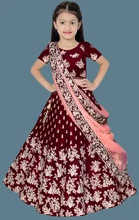 Girls Silk Lehenga Choli And Dupatta Set-thumb2