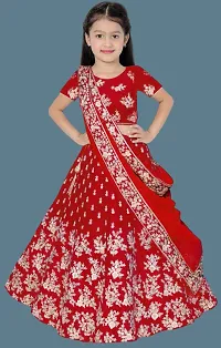 Girls Silk Lehenga Choli And Dupatta Set-thumb2