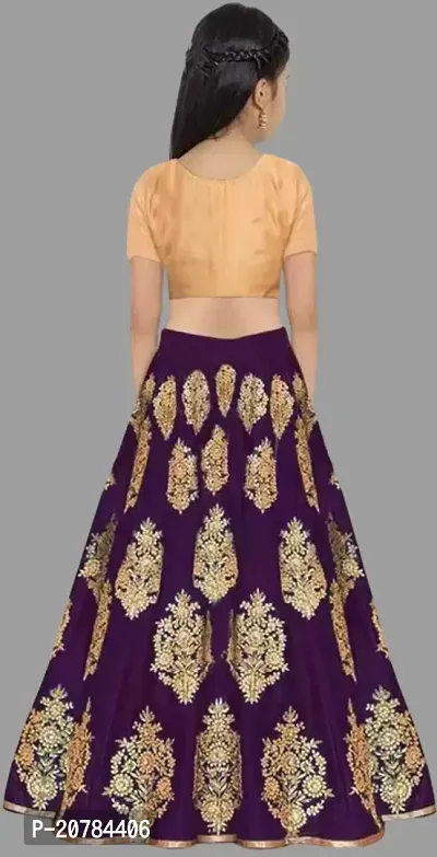 Kids Girls Lehenga Choli Embroidered Satin Fabric for Ethnic Occasions-thumb2