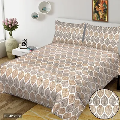 Trendy Cotton Printed Double Bedsheet With 2 Pillow Covers-thumb0