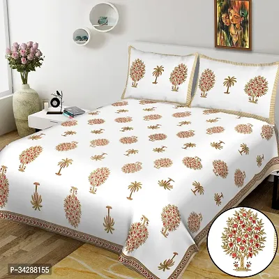 Trendy Cotton Printed Double Bedsheet With 2 Pillow Covers-thumb0