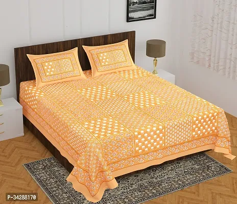 Trendy Cotton Printed Double Bedsheet With 2 Pillow Covers