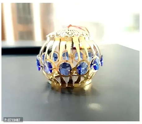 Stylish Look Metal Ball LED String Lights Plug-in Golden Metal Ball With Shining Blue Crystal Diamond Material: Metal Net Quantity (N): 1 Color: Blue-thumb3