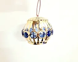Stylish Look Metal Ball LED String Lights Plug-in Golden Metal Ball With Shining Blue Crystal Diamond Material: Metal Net Quantity (N): 1 Color: Blue-thumb3