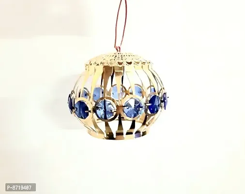Stylish Look Metal Ball LED String Lights Plug-in Golden Metal Ball With Shining Blue Crystal Diamond Material: Metal Net Quantity (N): 1 Color: Blue-thumb4