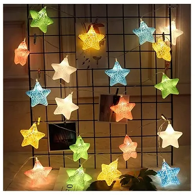 Stylish Look Crack Pastel Star String Lights for Baby Kids Room Birthday Home Decoration (Crack Star String) Material: PVC Net Quantity (N): 1 Color: Multicolor Type: String Lights