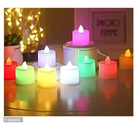 Stylish 12 PCs LED Tea Lights Candles Flameless Tealight Candle L(Battery Changeable)(Long Life Useable)-thumb2