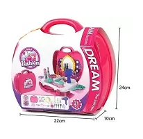 Kids Pretend Play Beauty Salon Fashion Makeup kit and Cosmetic  Jewellery Toy Set with hairdryer, Mirror  Hair Styling 21 pcs Accessories with a Beauty Suitcase for Little Girls. (Multi-Color 21 PCs-thumb1
