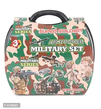 INDIA Army Power Military Play Set With Suitcase  Gun Set Of 12 Pieces For Your Little Champ.(Real Heros Roll Model)-thumb2