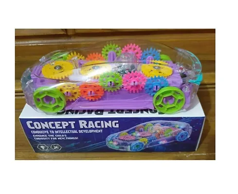 Stylish Transparent Toy Car for Toddlers, Mechanical Gear Racing Car with Colorful Light and Music, Automatic Steering Function, Toy Gifts For Boys  Girls Kids Birthday, Christmas.