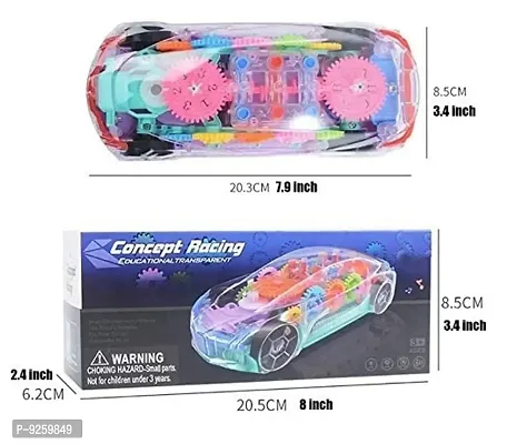 Stylish Transparent Toy Car for Toddlers, Mechanical Gear Racing Car with Colorful Light and Music, Automatic Steering Function, Toy Gifts For Boys  Girls Kids Birthday, Christmas.-thumb3