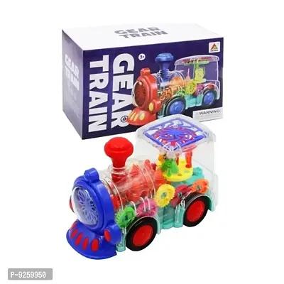 Stylish 360 Degree Rotation Train Engine Toy for Kids, Electric Mechanical Gear with Colorful Light and Charming Music,Toy Train with Colorful Moving Gears, and LED Effects Toy for Boys Girls Kids.-thumb0