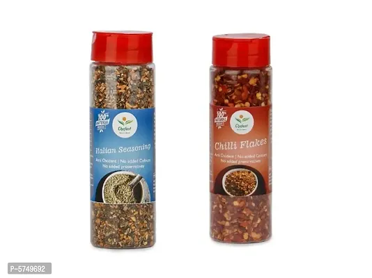 Pack Of 2 Chilli Flakes (60g) And Italian Seasoning (60g) For Pizza , Pasta and Cooking  (120 g)