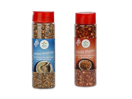 Pack Of 2 Chilli Flakes (60g) And Italian Seasoning (60g) For Pizza , Pasta and Cooking  (120 g)