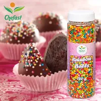 Chefast Pack of 3 Dark Choco Strands Vermicelli, Colored Rainbow Balls, Silver Balls Sprinkler for Cakes Edible 120 gm Each ( 360 gm)-thumb1