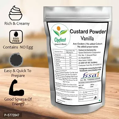 Chefast Custard Powder - Vanilla (600g) | Instant Mix | Easy to Cook | Sweet  Tasty Treat | Smooth  Creamy | Rich Dessert | Pack of 3 (200 gm Each)-thumb3