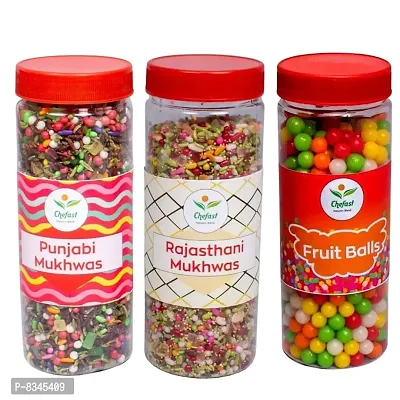 Chefast Punjabi Mukhwas, Fruit Balls (Khatti Meethi Goli)  Rasthani Mukhwas Pack of 3 [Mouth Freshener, Digestive, After-Meal Snack] 710 gm