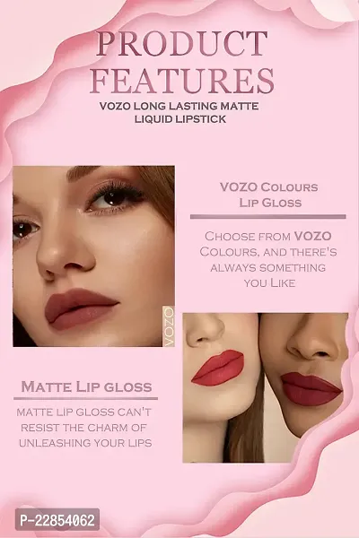 VOZO Vibrant Matte Liquid Lipstick - Long-Lasting  Smudge-Proof (Dark Magenta, Wine, Passion Pink, Purplish Wine) 16ml-thumb5