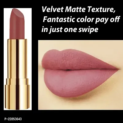 Rythmx Professional Timeless 4 Colors Collection Velvet Touch Matte Lipstick Long Stay on Lips(Carrot Red, Brown Nude, Light Purple, Peach)-thumb3