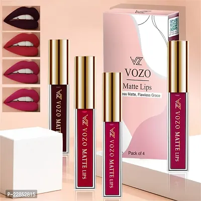 VOZO Seductive Matte Liquid Lipstick - Transfer-Proof  Kissable (Wine, Red, Passion Pink, Magenta) 16ml