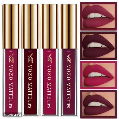 VOZO Vibrant Matte Liquid Lipstick Long Lasting  Smudge Proof (Dark Magenta, Maroon, Magenta, Purplish Wine) 16ml