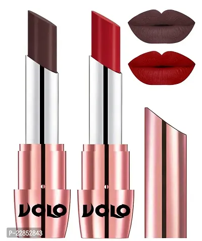 Volo Perfect Creamy with Matte Lipsticks Combo, Lip Gifts to love (Chocolate, Tomato Red)