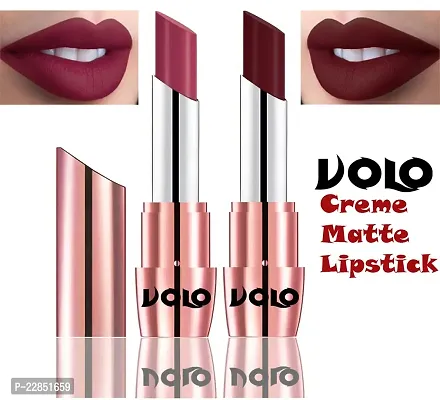 Volo Perfect Creamy with Matte Lipsticks Combo, Lip Gifts to love (Rose Pink, Maroon)-thumb0