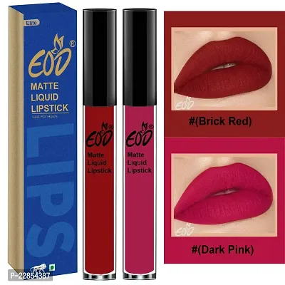 EOD? Soft Matte Kiss Proof Vegan Made in India Liquid Lipstick Long Wearing Set of 2 Lip Gloss(Maroon, Dark Pink)-thumb0
